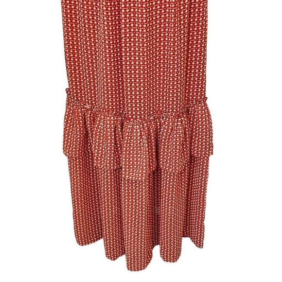 Max Studio Womens Maxi Dress Tiered Ruffle Elastic Waist Burnt Orange Size Small - Picture 5 of 12